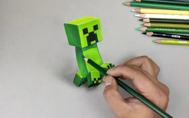 二次元游戏绘画,画我的世界生物苦力怕!_哔哩哔哩_bilibili