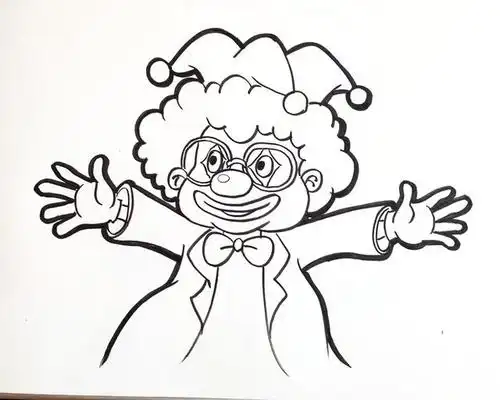 胖胖的小丑简笔画绘画步骤简单