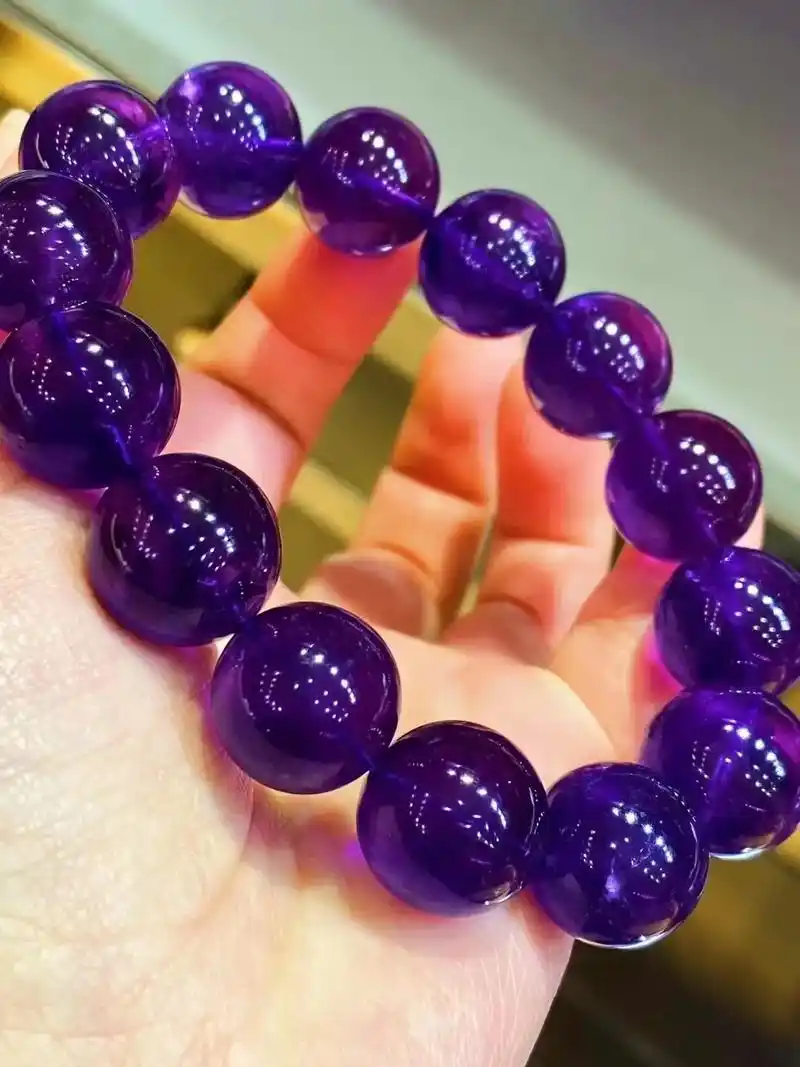 b3296078高品质紫罗兰巴西老矿霸气款紫水96晶手链9517 - 抖