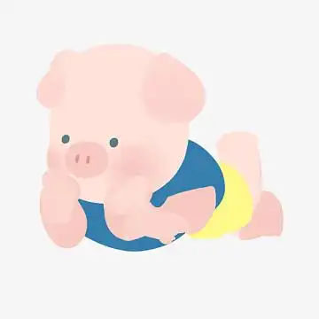 彩色趴着思考的小猪元素psdpng中国元素泥塑png卡通小猪矢量素材png