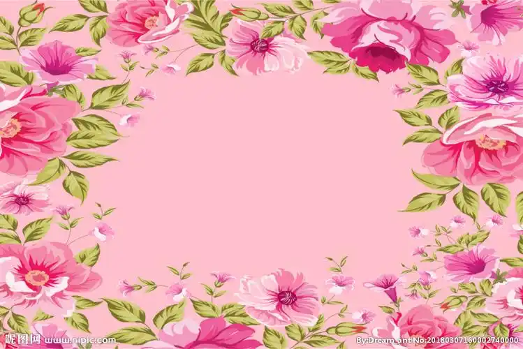 森系小清新手绘花水彩风婚图图片