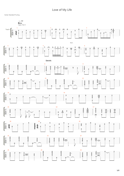 love of my life吉他谱