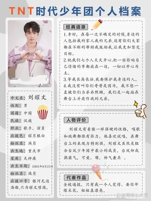 马嘉祺 应援色:月白星紫 应援口号:以梦为马,祺力而行.