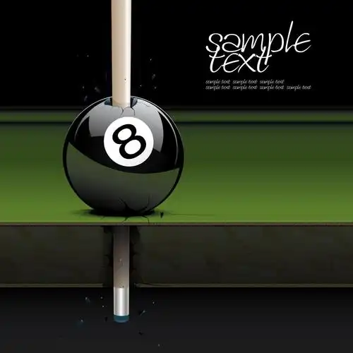 穿透黑八球和球台的球杆