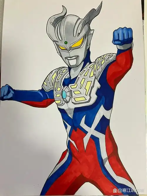 赛罗奥特曼马克笔手绘详细过程 马克笔手绘赛罗奥特曼,简单版,到这个