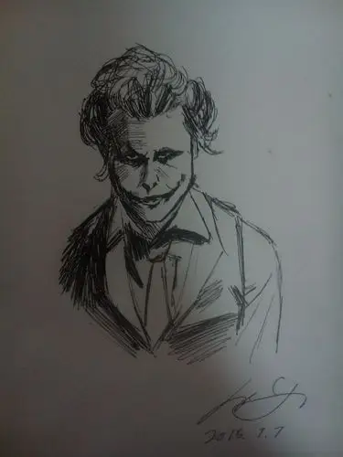 这张小丑的是取自『蝙蝠侠黑暗骑士』电影里的一个镜头,同样是中性笔