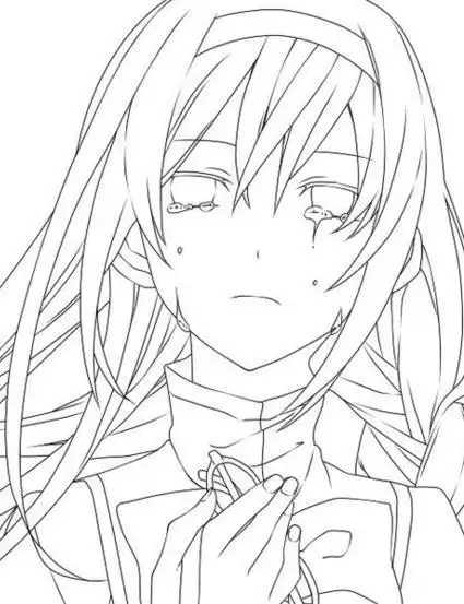 动漫人物简笔画 手绘 线稿 500483小甘甘教程一个伤感流泪女孩简笔画