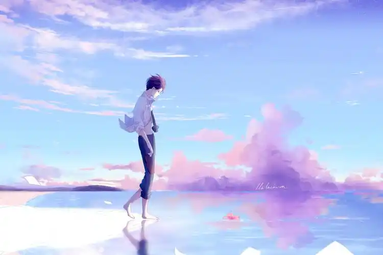 一个孤独的男人插画,艺术壁纸-回车桌面