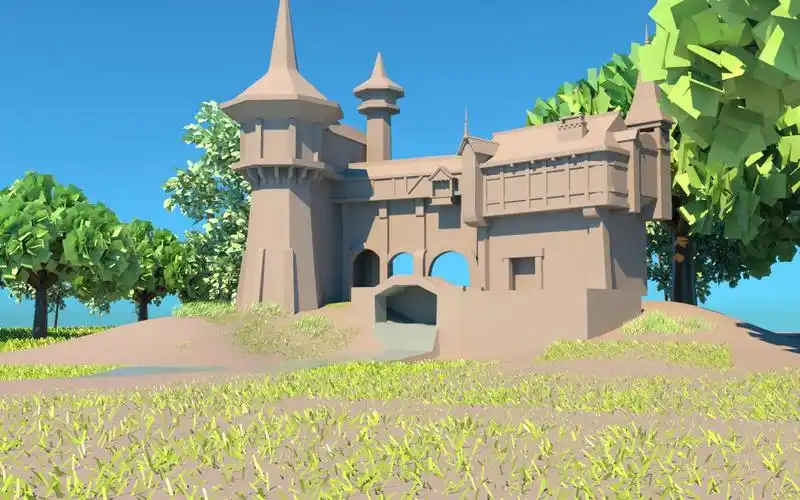 【场景3d建模】林中小屋-城堡建模,次世代场景模型布线卡线渲染,maya