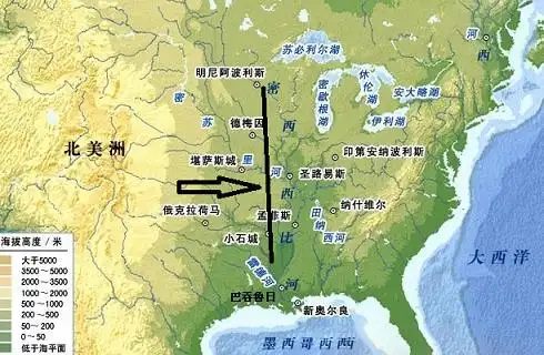 密西西比河三角洲位于北美洲中南部,全长6020公里,它包括1.