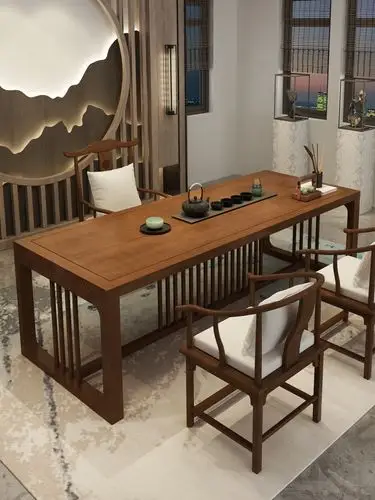 茶桌客厅现代简约茶台简易家用书画实木书法茶几