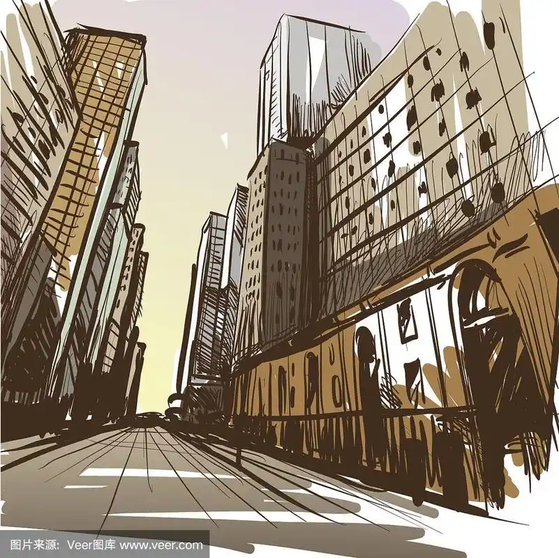 城市手绘.矢量图