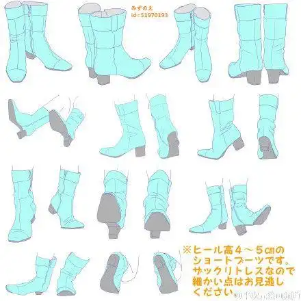 绘画参考# 靴子的多角度参考,画鞋困难户不妨一看,多加练习吧~【更多