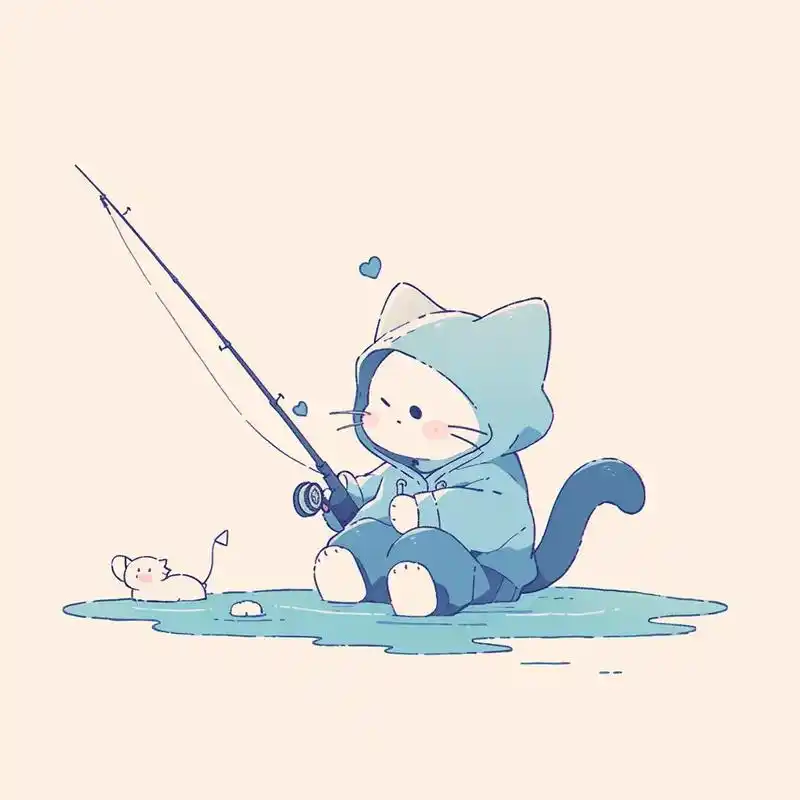 小猫钓鱼.#优质头像 #萌宠头像 #动漫头像 #小众头像 # - 抖音