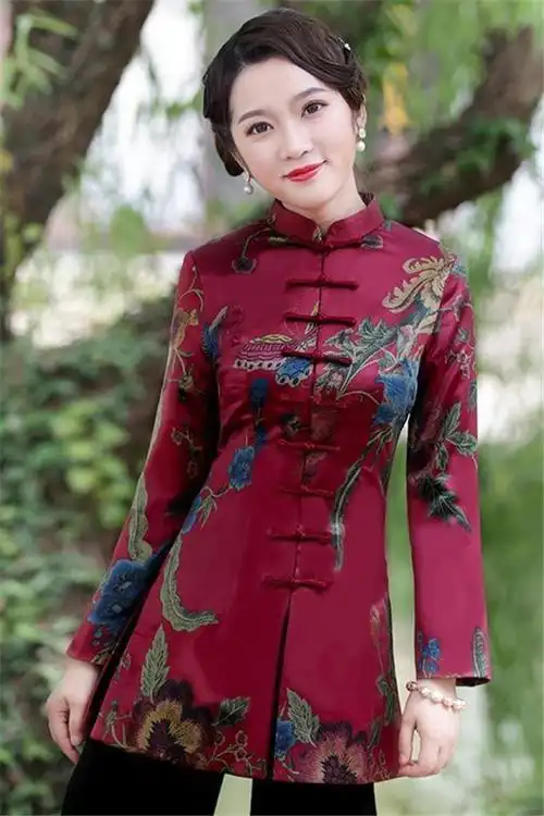 2020新款秋冬中式唐装旗袍上衣加绒袄加厚保暖盘扣外套中国风女装