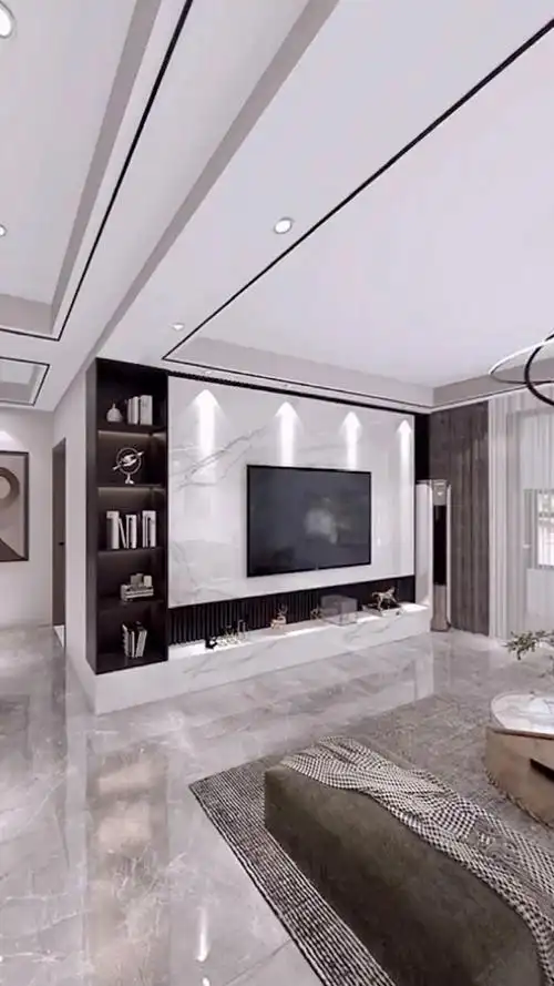 电视背景墙#现代流行的客厅装修