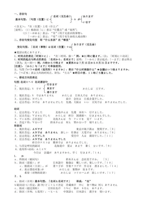 标准日本语初级112课语法总结