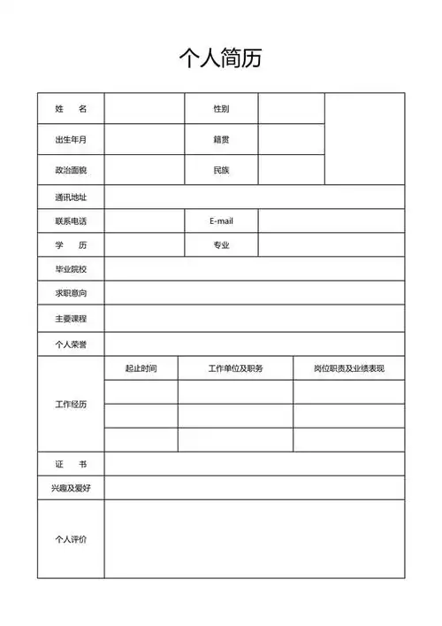 简历表格_个人简历表格下载_求职应聘招聘简历表格word格式 - 锤子