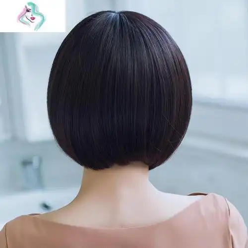 假发女短发真发bobo头内扣韩国波波头套发型齐斜刘海圆脸蓬松逼真 你