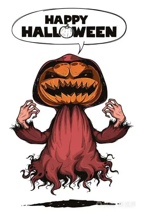 阴险的南瓜鬼与漫画泡沫为文本.彩色