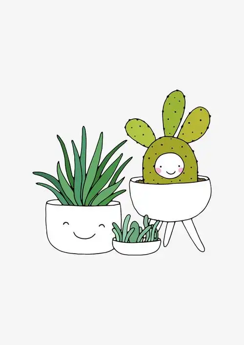 卡通,手绘,盆栽,植物,水彩,仙人掌
