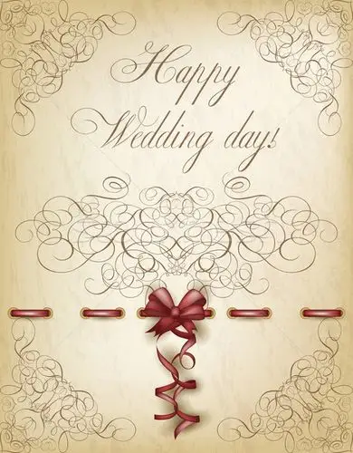 happy wedding invitation card in vintage style, vector