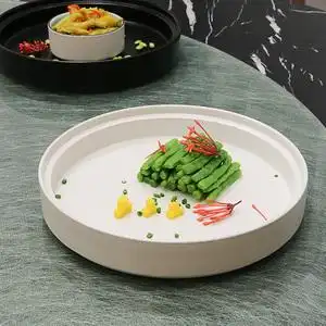 酒店中厨哑光白冷菜凉菜意境菜融合创意特色圆形摆盘高档会所餐具