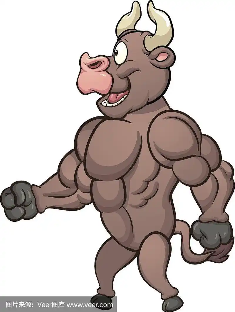 公牛,卡通,矢量,健美身材,背景分离