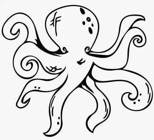 手绘章鱼简笔画 黑色 海滩元素png免费下载 手机端八爪鱼