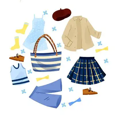 衣服服饰套装卡通素材衣服穿搭配饰套组png素材服装配饰