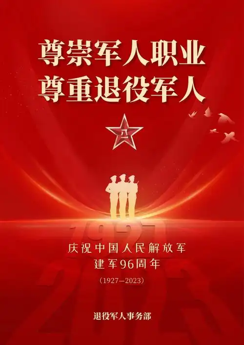八一建军节海报尊崇军人职业尊重退役军人