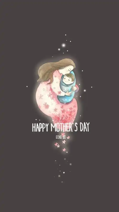 感恩母亲温馨唯美插画