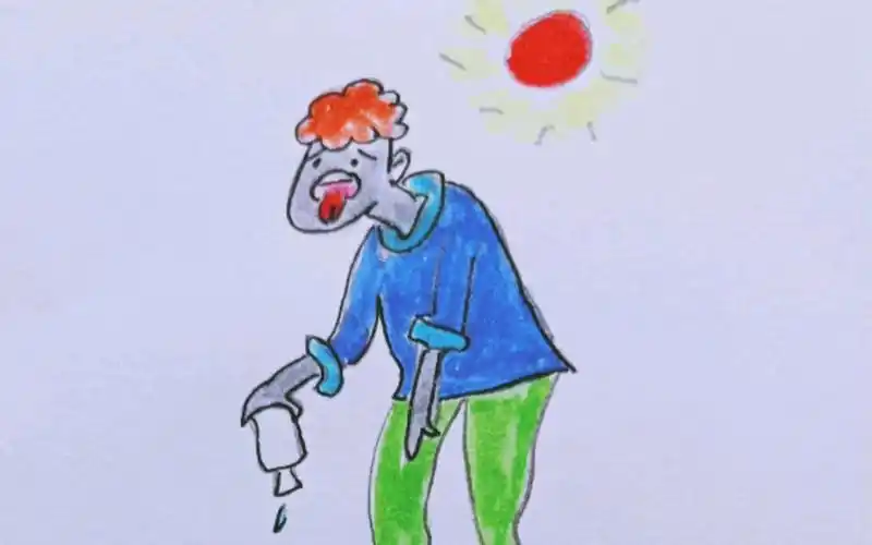 口渴的简笔画彩色