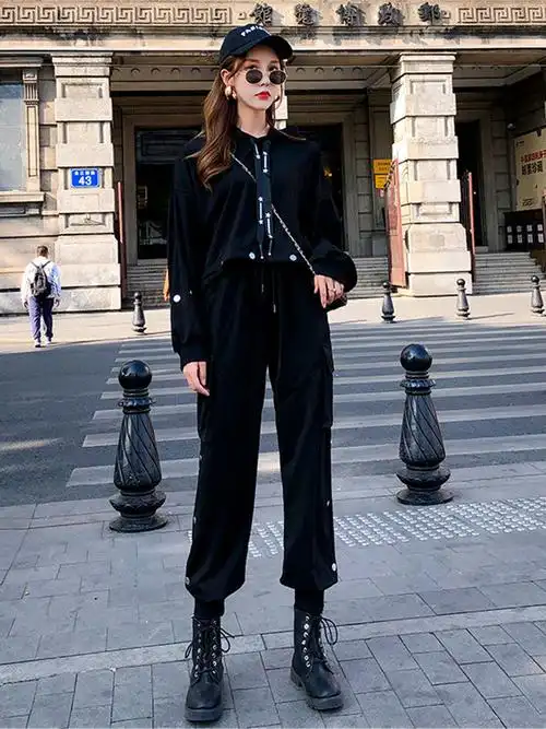 单/套装春季套装女韩版学生衣服秋冬新款酷女孩嘻哈风霸气装