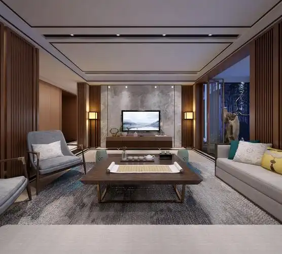 大户型新中式电视背景墙装修效果图