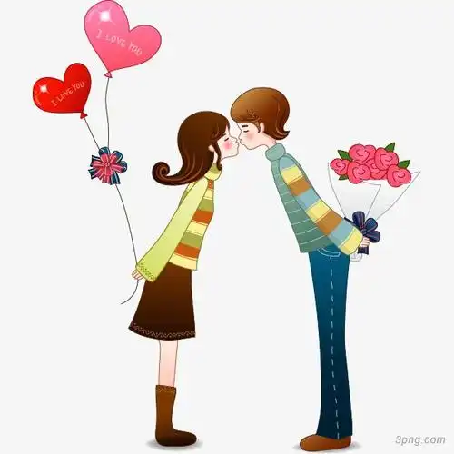 卡通人物情侣png素材透明免抠图片-节日元素