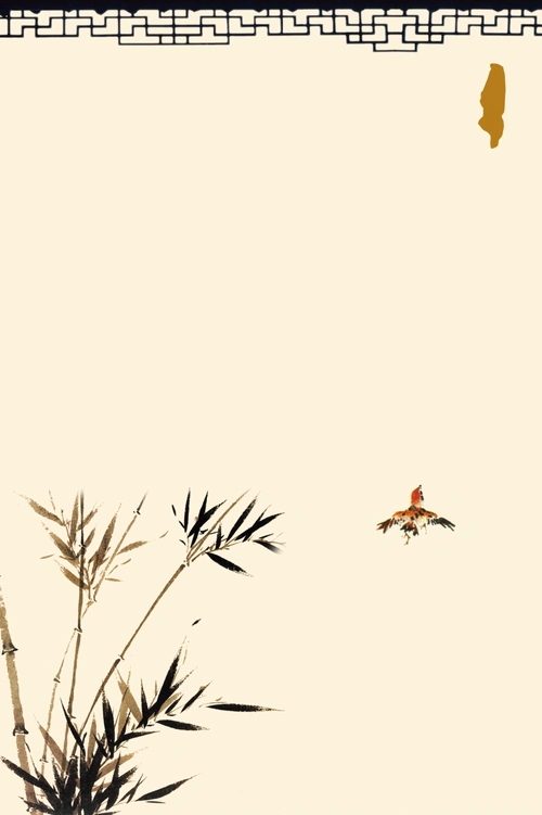 中国风水墨晕染国画竹子背景素材