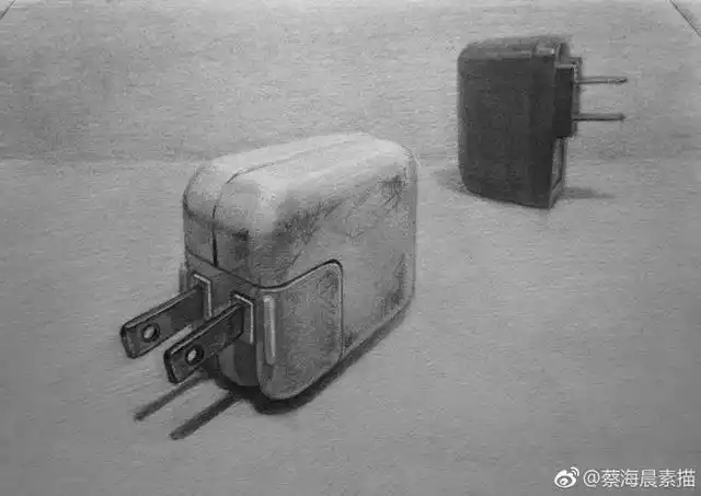 素描教程—素描手绘手机充电器头