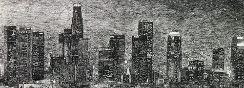 手绘都市夜景——洛杉矶之夜|纯艺术|钢笔画|flywen城市手绘 - 原创