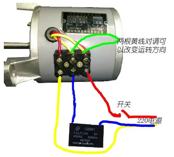 展开全部 如果电机进线没有改动的话,一般红色代表运行绕组,黄色代表