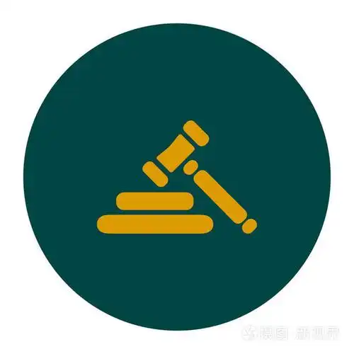 法律法官木槌图标. 平面设计风格.