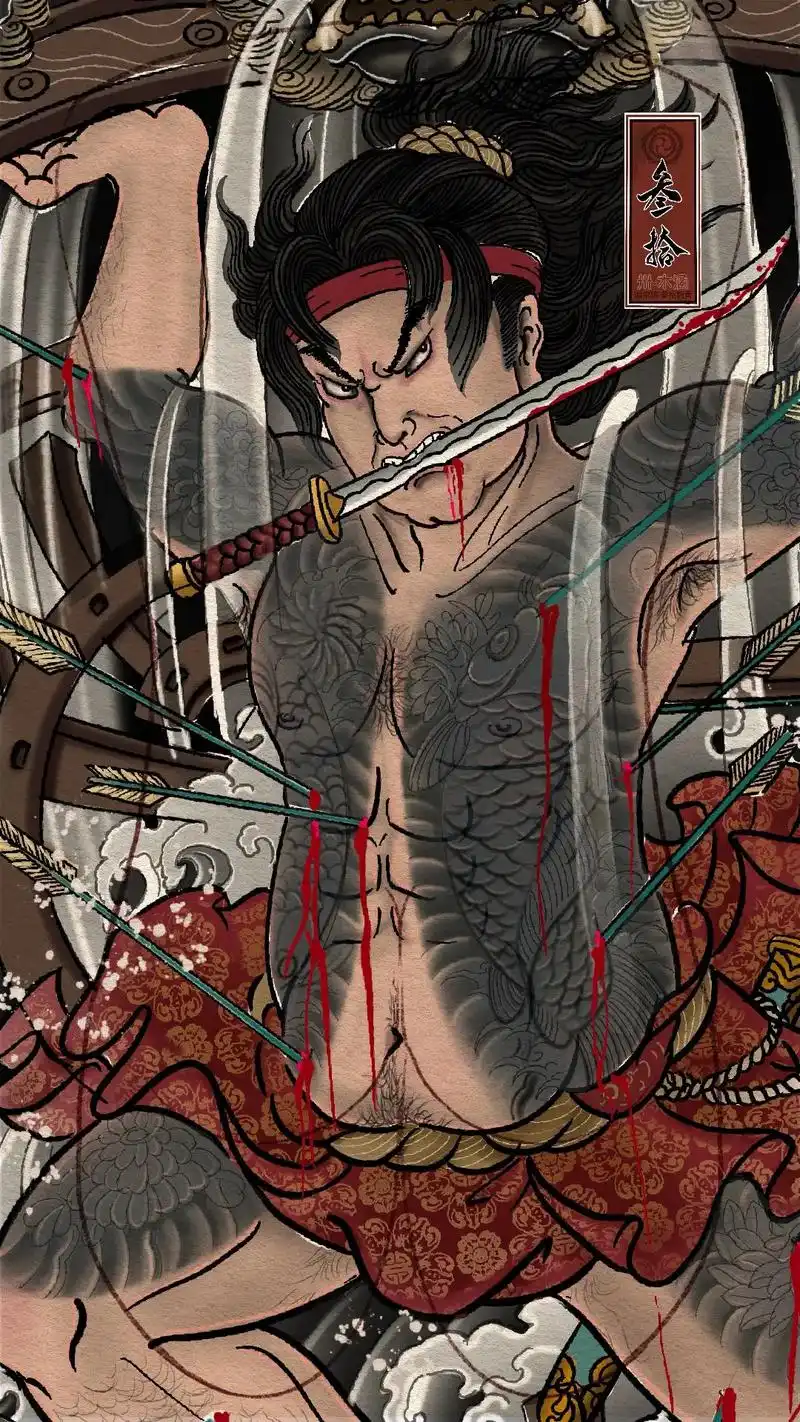 原创设计新传统满背手稿张顺命断涌金门.#纹 - 抖音