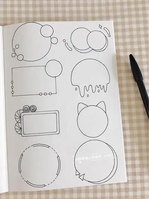 又简单圆形手帐素材边框简笔画