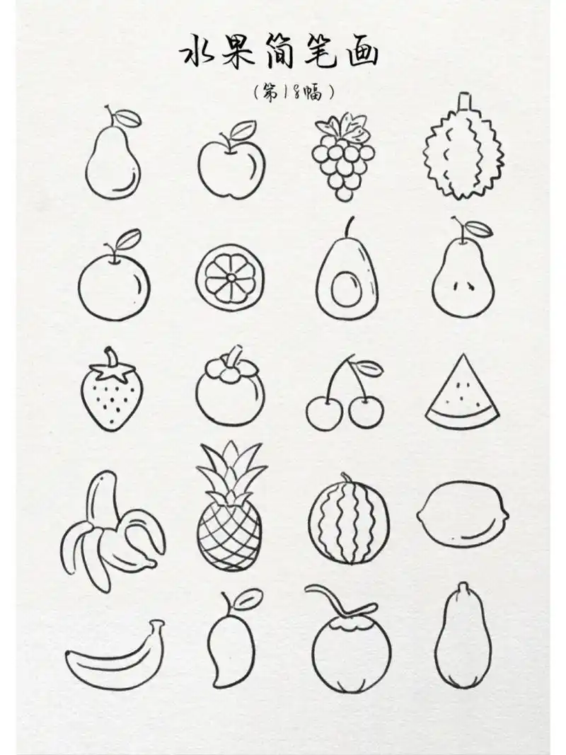 水果简笔画|第18幅 94 日常水果简笔画, 手帐素材用起来宝