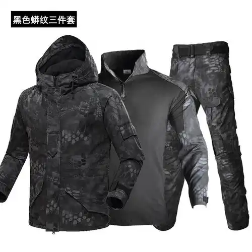 特种兵户外沙漠蟒纹冬季迷彩服男作战服加绒防寒野战军装三件套装