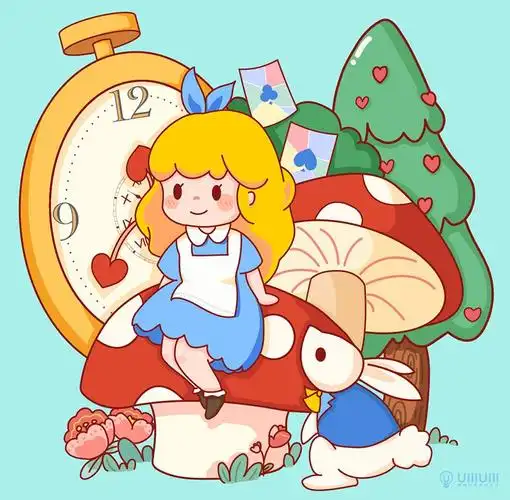 手绘教程爱丽丝梦游仙境主题手机壁纸