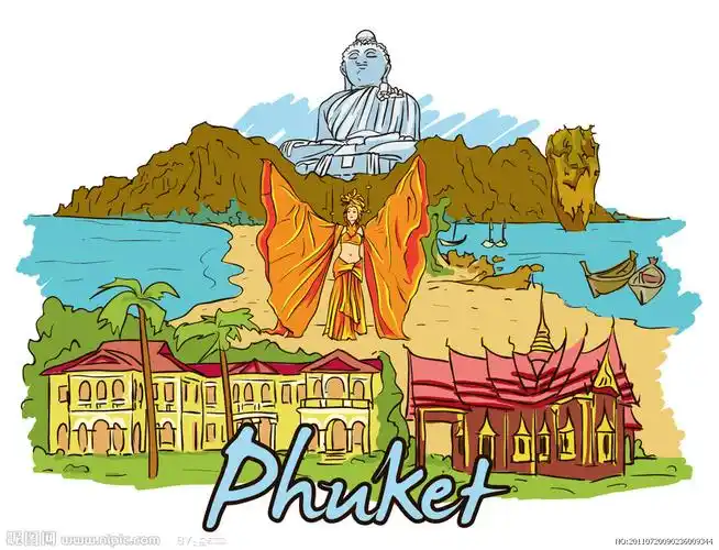 手绘泰国普吉岛旅游圣地图片