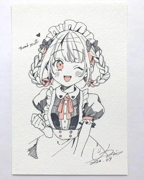 马克笔手绘洛丽塔漫画少女手绘线稿