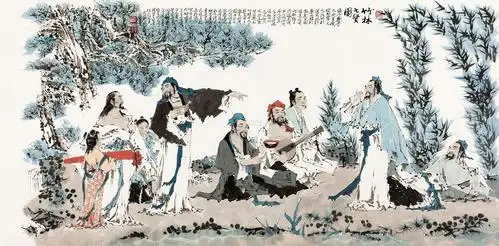 9263 竹林七贤图 镜心 设色纸本