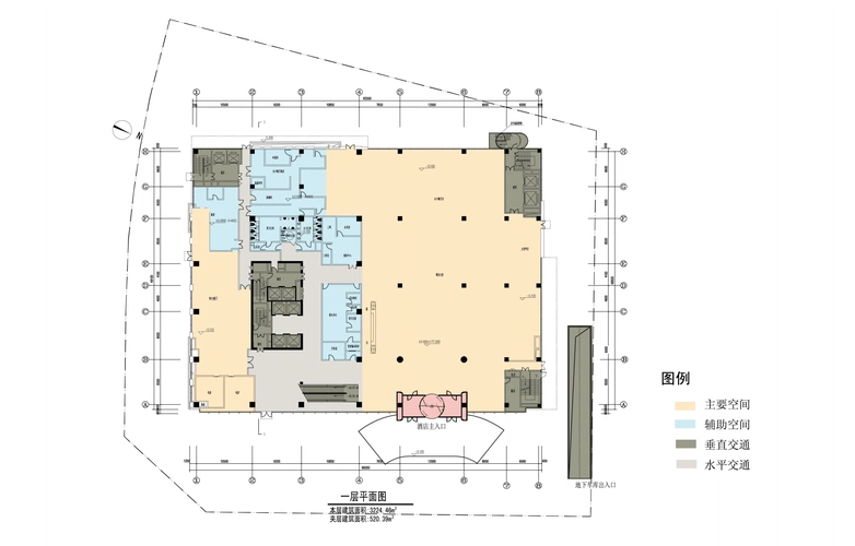 城市综合体高层酒店设计方案文本-一层平面图
